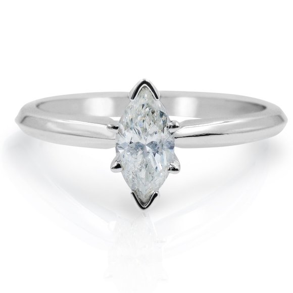 Rachel Koen Marquise Cut Diamond Engagement Ring 14K White Gold 0.53Cttw Size 6